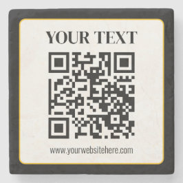 Posavasos De Piedra Código QR empresarial con texto superior e inferio