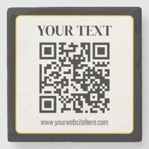 Posavasos De Piedra Código QR empresarial con texto superior e inferio