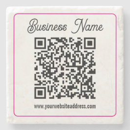Posavasos De Piedra Código QR escaneable con letra cursiva manuscrita
