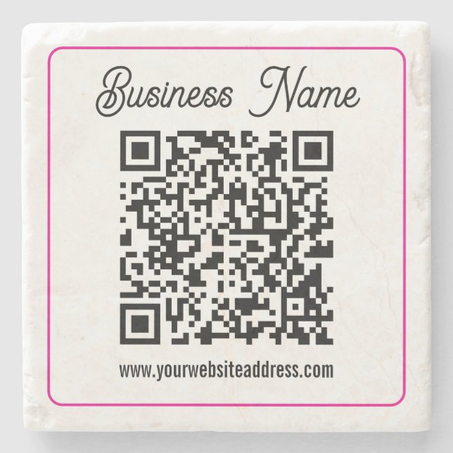 Posavasos De Piedra Código QR escaneable con letra cursiva manuscrita (Anverso)