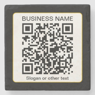 Posavasos De Piedra Código QR escaneable editable + su nombre comercia