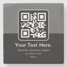 Posavasos De Piedra Código QR escaneable moderno | Negro Gris y Blanco
