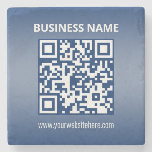 Posavasos De Piedra Código QR Gradiente Azul (o cualquier color)