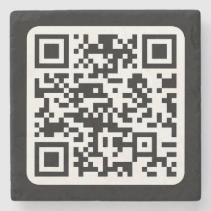 Posavasos De Piedra Código QR moderno editable   Blanco negro o cualqu