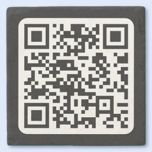 Posavasos De Piedra Código QR moderno editable   Blanco negro o cualqu