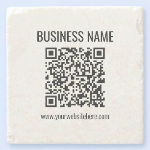 Posavasos De Piedra Código QR personalizable y nombre de la empresa