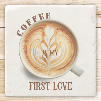 Posavasos De Piedra Coffee acuarela divertida y amor por cappuccino