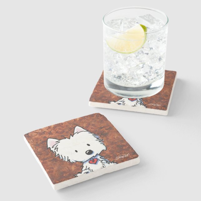 Posavasos De Piedra Coffee Lover Westie Stone Coaster (Lateral)