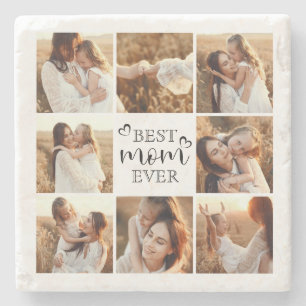 Posavasos De Piedra Colaje de Fotos Moderno Personalizado Mejor Mamá d