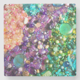 Posavasos De Piedra Colección de cuentas coloridas