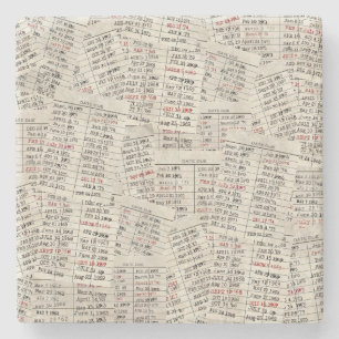 Posavasos De Piedra Colección de tarjetas de biblioteca retro
