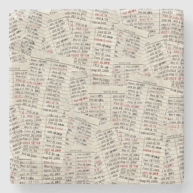 Posavasos De Piedra Colección de tarjetas de biblioteca retro (Anverso)