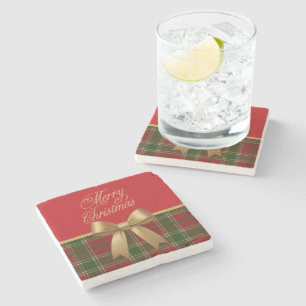Posavasos De Piedra Colección elegante de cuadros escoceses de Navidad