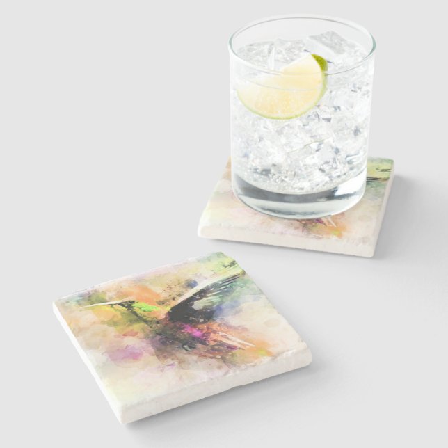 Posavasos De Piedra Colibrí acuarela  (Lateral)