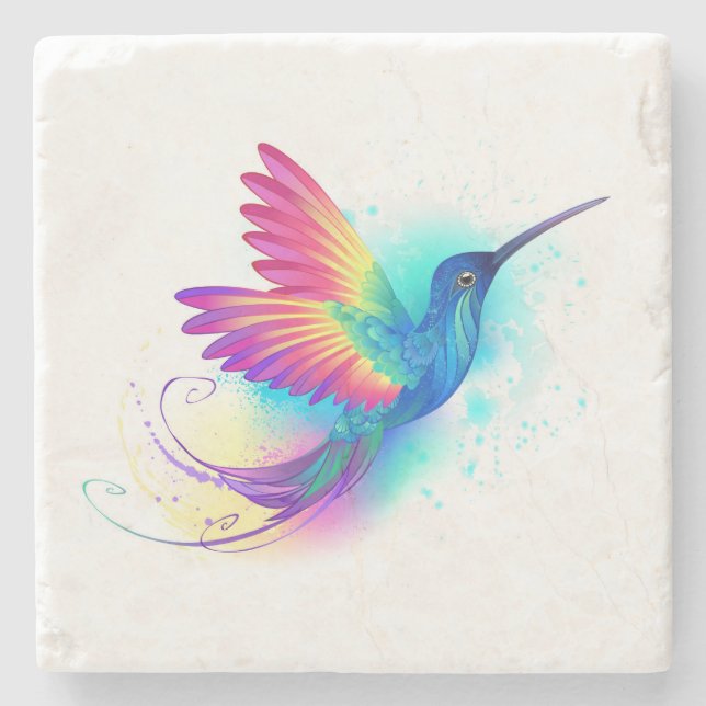 Posavasos De Piedra Colibrí arcoiris exótica (Anverso)