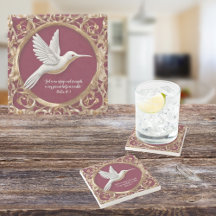 Colibrí Blanco en Soporte Alto Rojo Personalizable