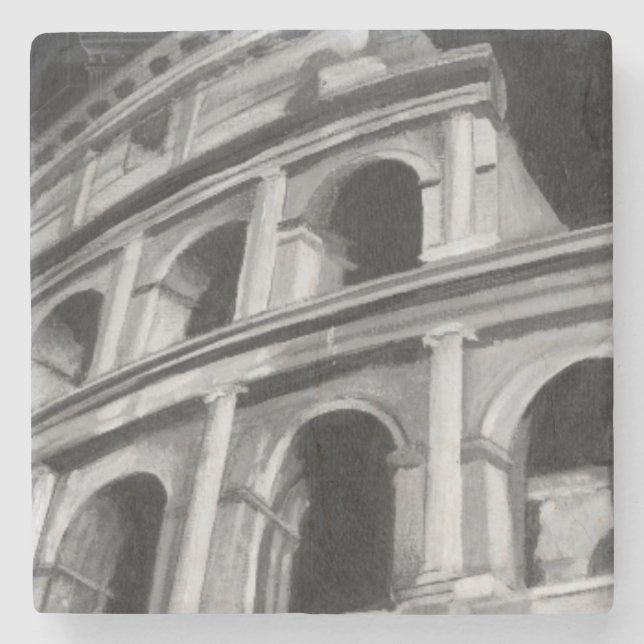 Posavasos De Piedra Coliseo romano con dibujos arquitectónicos (Anverso)