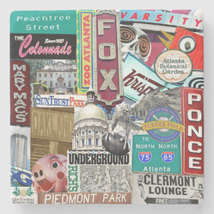 Posavasos De Piedra Collage Coaster de Atlanta, Retro Atlanta, Atlanta