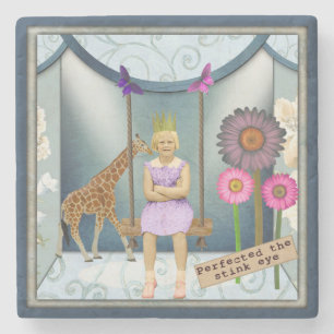 Posavasos De Piedra Collage de arte alterado Kid Vintage Funky