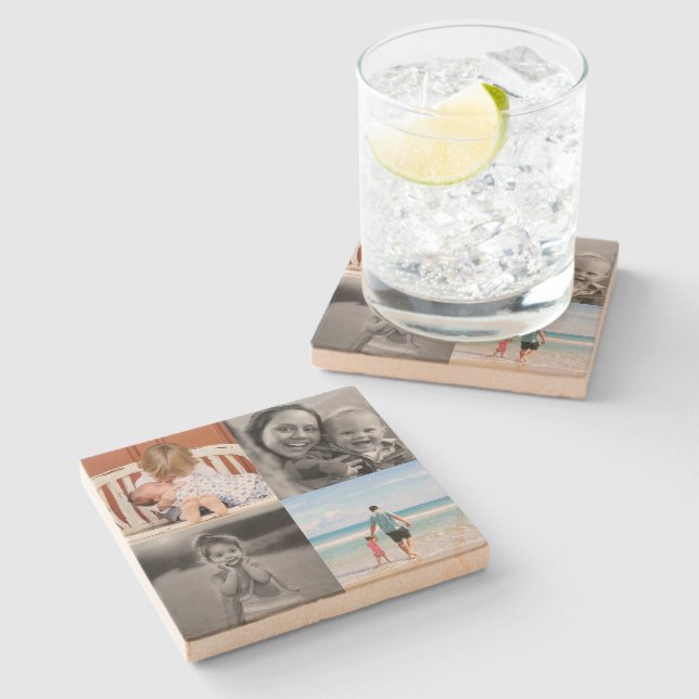 Posavasos De Piedra Collage de fotos cuadrado (Lateral)