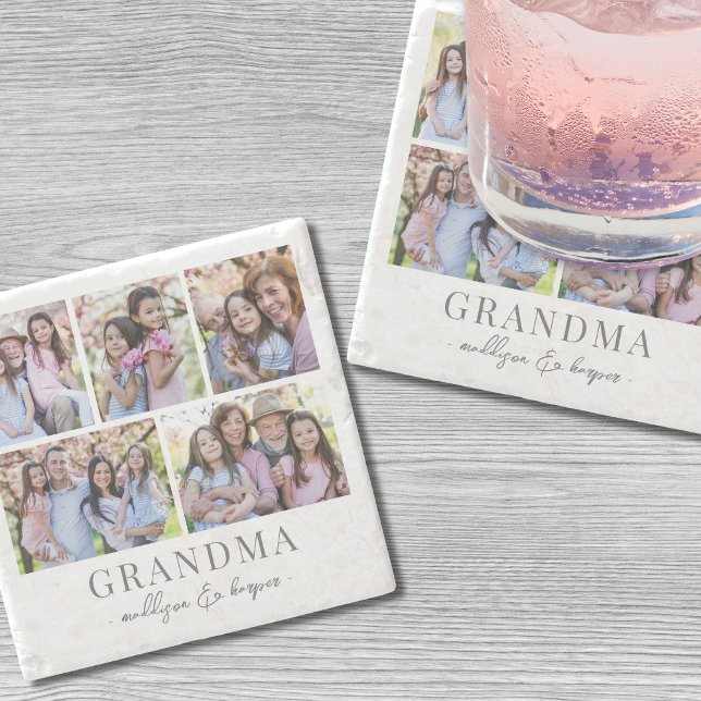 Posavasos De Piedra Collage de fotos de la abuela (Grandma Photo Collage Stone Coaster)