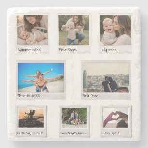 Posavasos De Piedra Collage de Fotos de Recuerdos Personalizados con 8