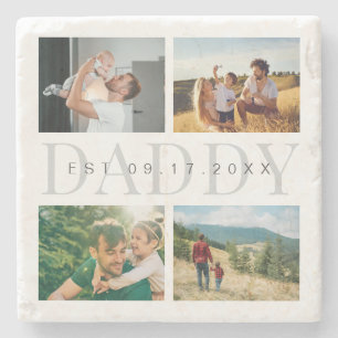 Posavasos De Piedra Collage de fotos del Día del Padre Moderno