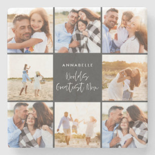 Posavasos De Piedra Collage de fotos Día de la Madre moderno de chica