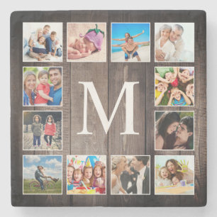 Posavasos De Piedra Collage de fotos personalizado Familia Rustic Farm
