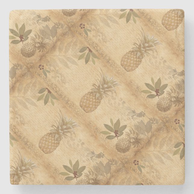 Posavasos De Piedra Collage de piña a la antigua (Anverso)