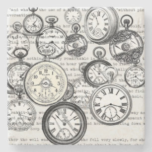 Posavasos De Piedra Collage de reloj de bolsillo victoriano Alicia en 