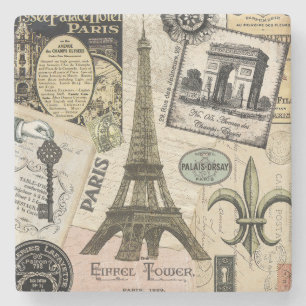 Posavasos De Piedra Collage de viajes modernos en francés