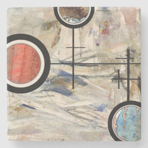 Posavasos De Piedra collage del arte abstracto, técnicas mixtas y