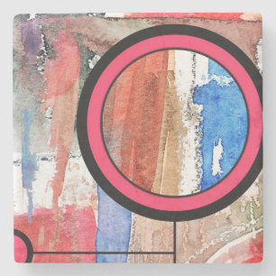 Posavasos De Piedra collage del arte abstracto, técnicas mixtas y