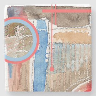 Posavasos De Piedra collage del arte abstracto, técnicas mixtas y