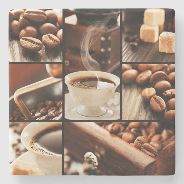 Posavasos De Piedra Collage del café (Anverso)
