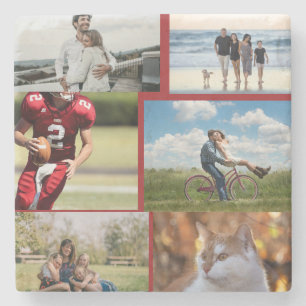 Posavasos De Piedra Collage personalizado de 6 fotos