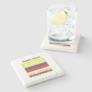 Posavasos De Piedra Colombia y Bandera Colombiana Personalizadas