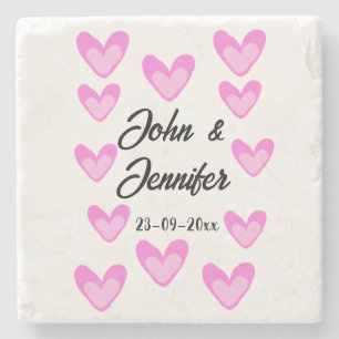 Posavasos De Piedra color blanco simple estilo de texto mínimo boda pi