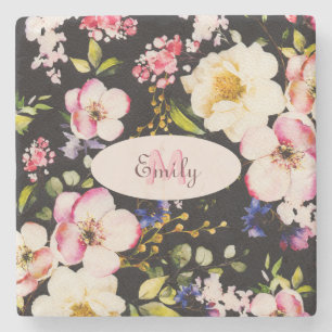 Posavasos De Piedra Color de agua rosas amarillas rosas rosas rosas ne