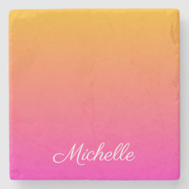 Posavasos De Piedra Color del gradiente amarillo y rosa