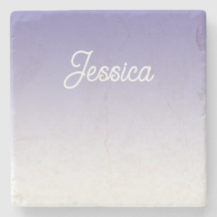 Posavasos De Piedra Color púrpura claro ombre (editable) y su texto