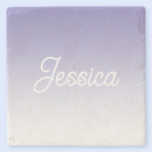 Posavasos De Piedra Color púrpura claro ombre (editable) y su texto