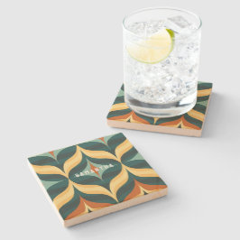 Posavasos De Piedra Color retro 70s Patrón Vintage