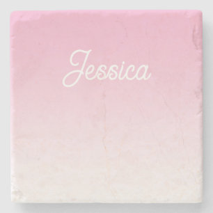 Posavasos De Piedra Color Rosa Claro Ombre (Editable) y tu texto