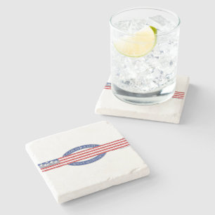Posavasos De Piedra Colorado-Mountain-and-USA-Flag-Gray