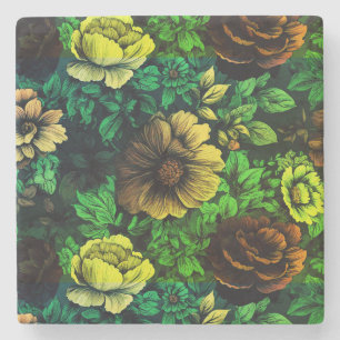 Posavasos De Piedra Colores únicos estampado floral vintage