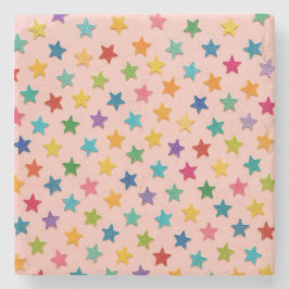 Posavasos De Piedra Colorful stars stone coasters.