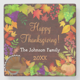 Posavasos De Piedra Colorida cosecha de Acción de Gracias