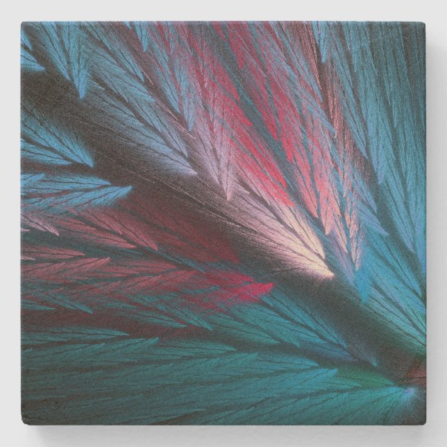 Posavasos De Piedra Colorida Feathery Fractal Square Stone Coaster (Anverso)